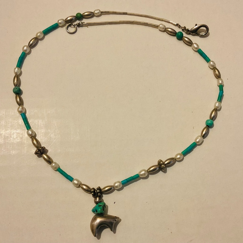 Southwest Style Handmade Sterling Silver and beaded Necklace - Picture 8 of 8